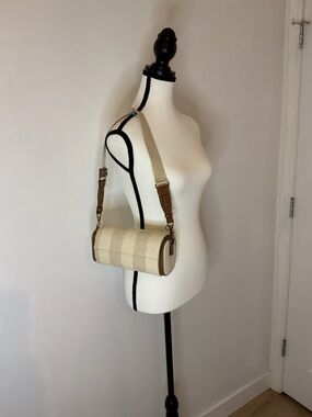 Zara striped canvas barrel bag